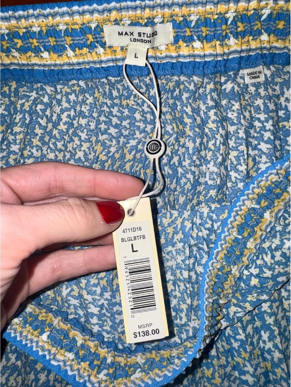 NWT Max Studio London Blue and Yellow Floral Maxi Skirt Size Large - Picture 4 of 7